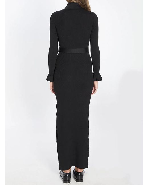 Self-Portrait Black Ribbed Knit Maxi Dress