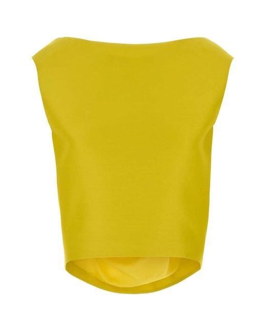 Balenciaga Yellow Draped Back Top