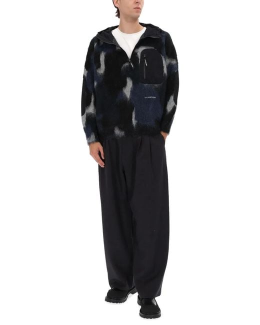And Wander Black Zipper Hooded Sweater for men