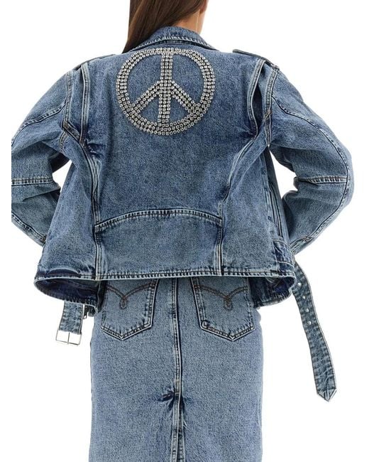 Moschino Blue Biker Peace Symbol