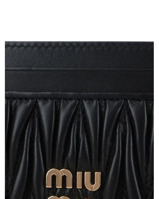 Miu Miu Black Matelassé Nappa Leather Card Holder