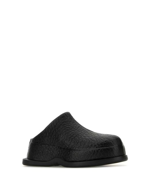 McQueen Black Leather Wave Slippers