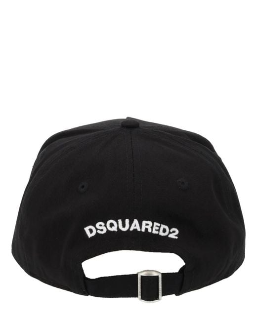 DSquared² Black "Iconique" Baseball Hat for men