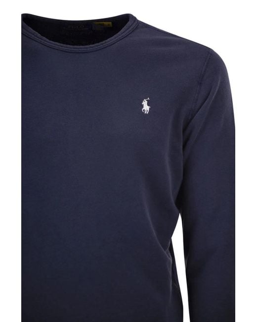 Polo Ralph Lauren Blue Terry Cloth Sweatshirt for men