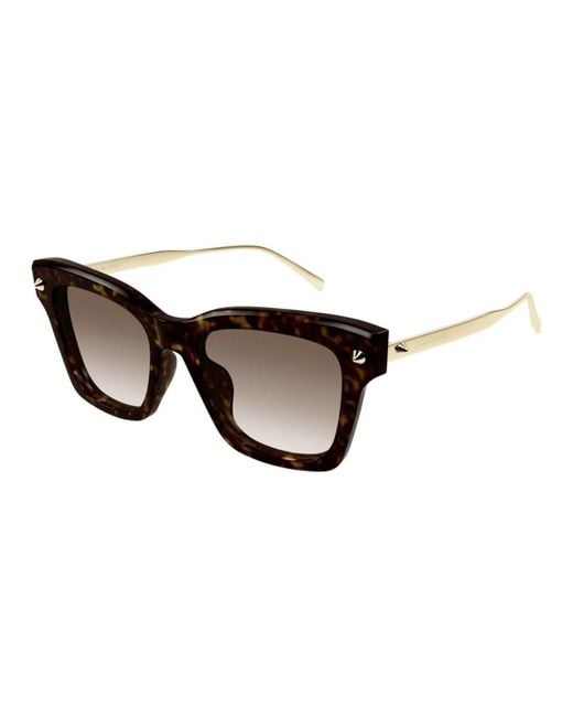 McQueen Women's Brown Metallic Havana Sunglasses