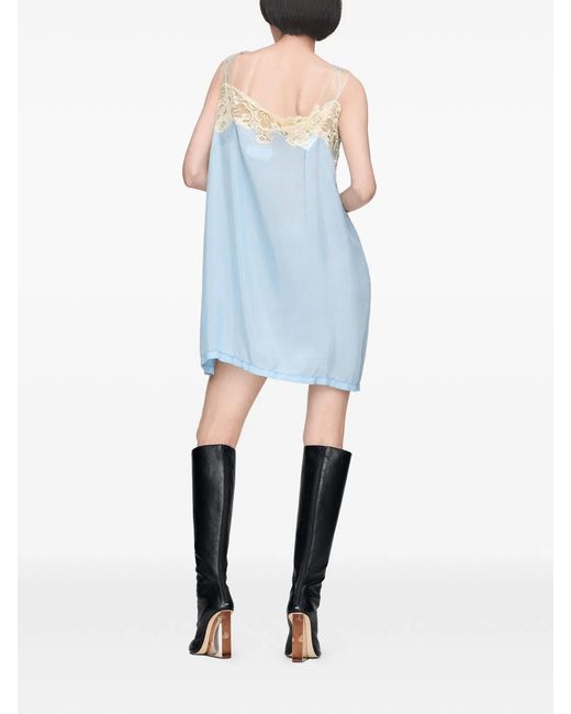 Maison Margiela Blue Lace-Trim Mini Dress