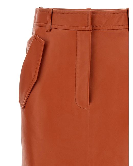 Zimmermann Orange Illustration Leather Cargo Maxi Skirt