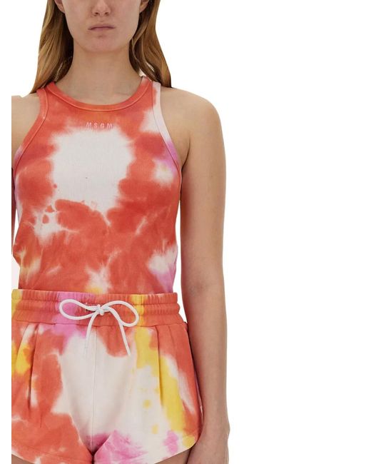 MSGM Red Top Tie Dye