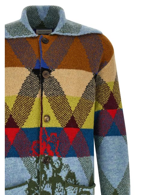 Dries Van Noten Green Wool Cardigan for men