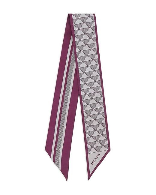 Prada Purple Scarf With Geometric Pattern