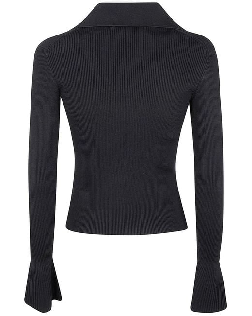 Self-Portrait Blue Button Down Knit Top