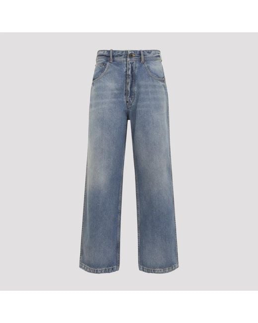 Maison Margiela Blue Washed Denim Straight-Leg Cropped Jeans for men