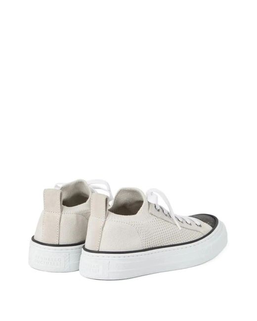 Brunello Cucinelli White Canvas Sneakers