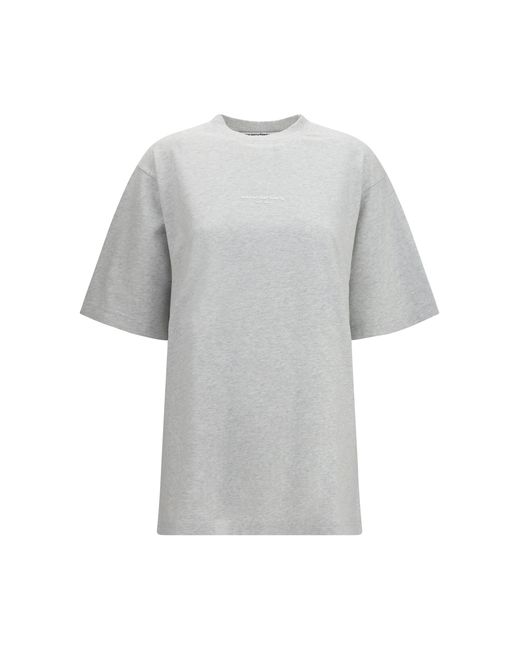 Alexander Wang Gray Short-Sleeve T-Shirt With Central Logo Print