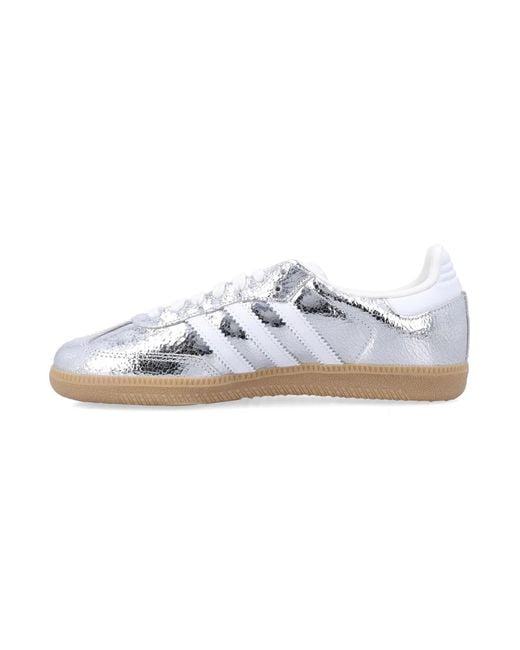 Adidas Originals White Metallic Samba Sneakers
