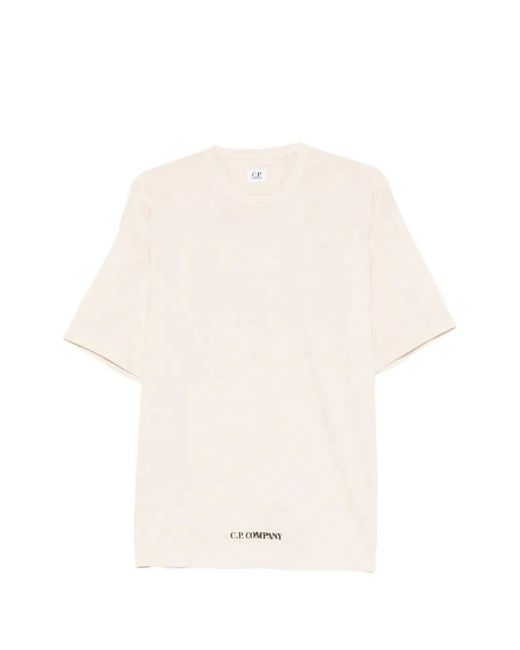 C P Company White C.P.Company Logo-Print T-Shirt for men