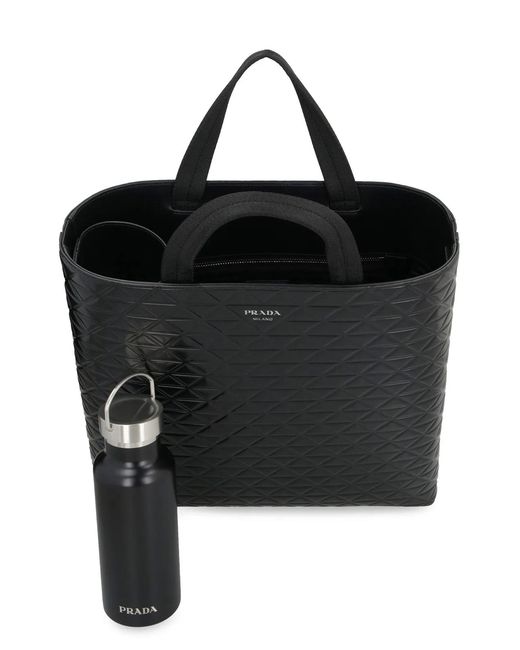 Prada Black Smooth Leather Tote Bag for men