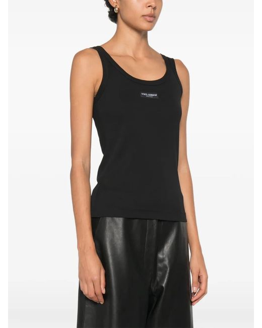 Dolce & Gabbana Black Dolce & Gabbana Ribbed Tank Top