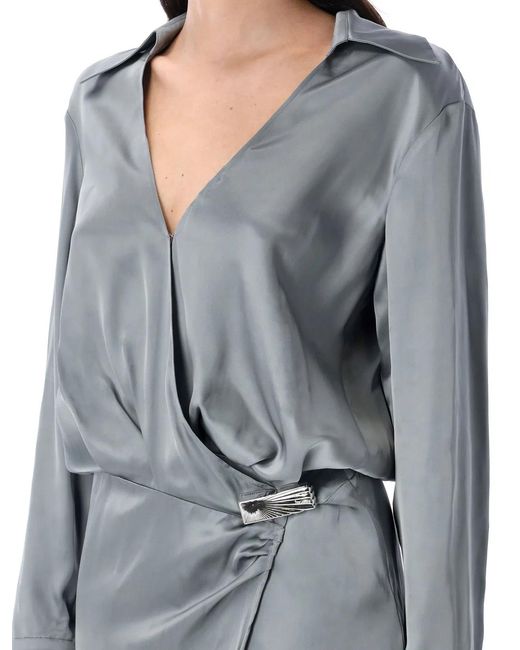 The Attico Gray Long Chemisier Dress