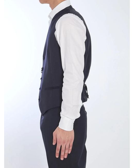 Tagliatore Blue Wool Vest for men