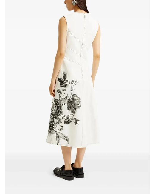 Erdem White Vestido Sin Mangas Flores