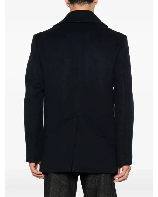 Givenchy Blue Wool Caban Coat for men