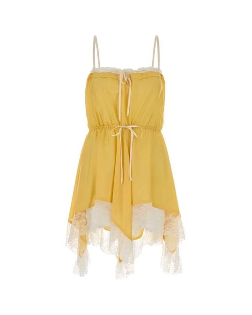 Saint Laurent Yellow Silk Mini Dress
