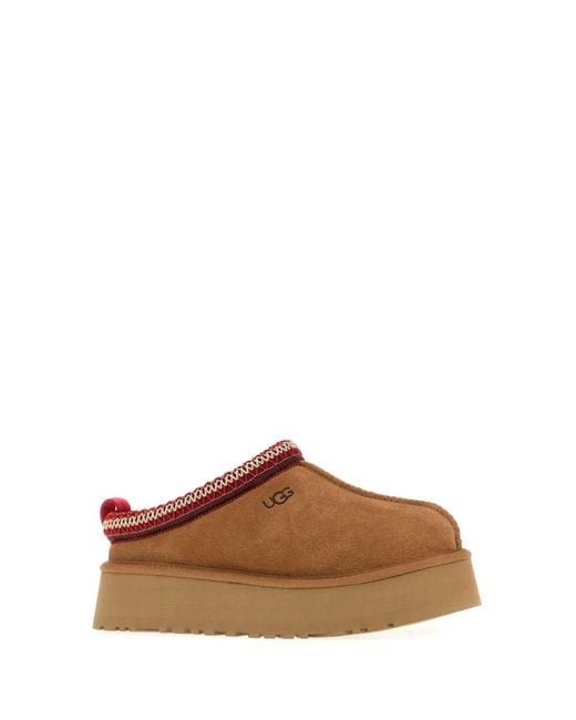 Ugg Brown Chestnut Suede Leather Tazz Ii Slippers