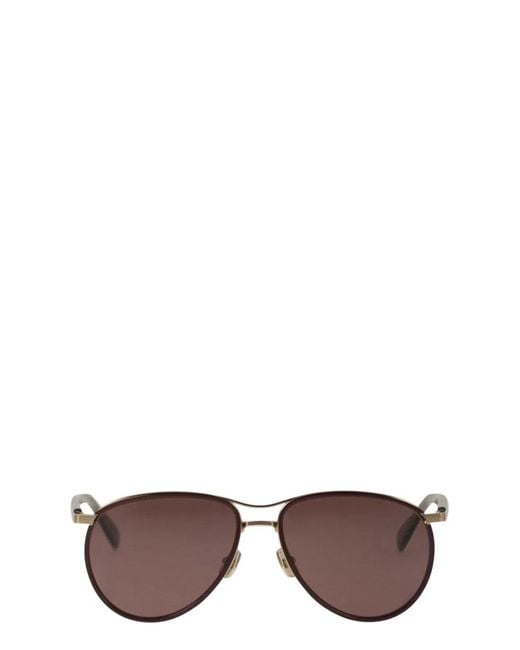 Brunello Cucinelli Brown Titanium Aviator Sunglasses With Polarised Lenses