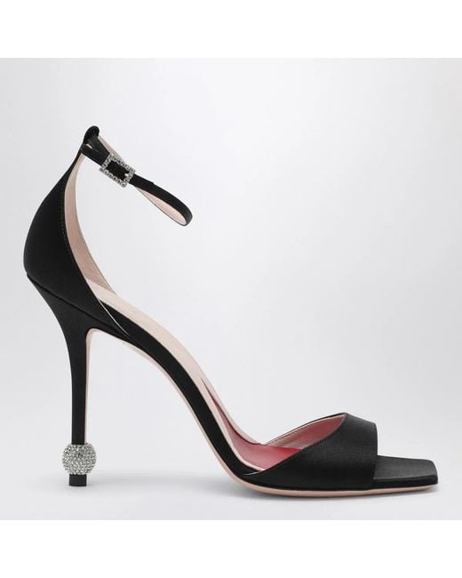 Roger Vivier Black Sandal With Jewelled Heel