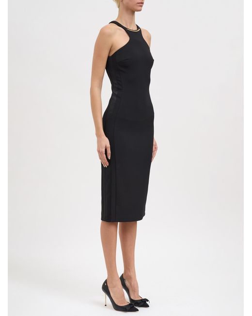 Elisabetta Franchi Black Lightweight Crepe Dress With Jewel Detail