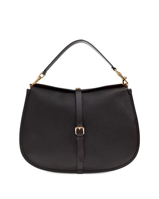 Etro Black Buckle-Fastening Extra-Large Leather Shoulder Bag