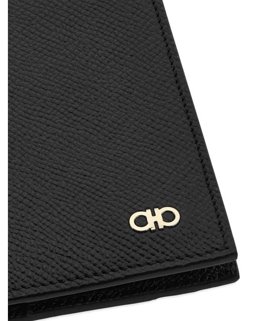 Ferragamo Black Micro Gancio Bi-Fold Card Holder for men