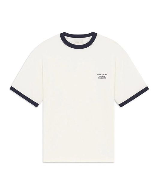 Drole de Monsieur White Contrasted Slogan T-Shirt for men