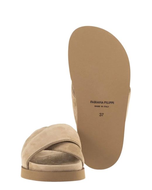 Fabiana Filippi Brown Suede Leather Platform Sandals
