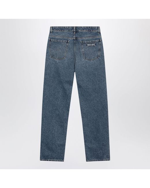 Miu Miu Blue Medium Jeans With Logo Embroidery