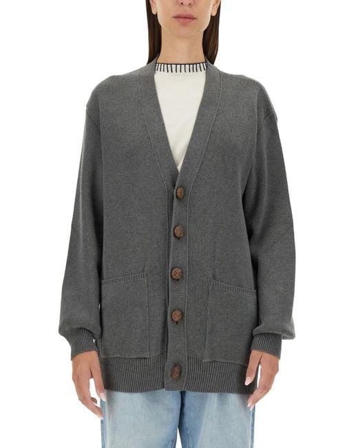 Golden Goose Deluxe Brand Gray Cardigan Con Logo