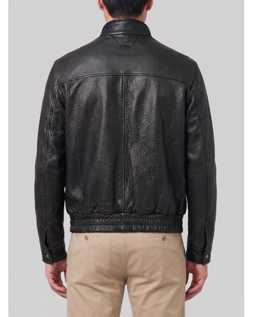 Salvatore Santoro Gray Hammered Leather Bomber Jacket for men