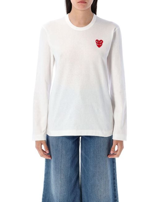 COMME DES GARÇONS PLAY White Double Heart/S Tee for men