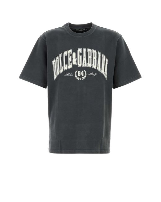 Dolce & Gabbana Black Dolce & Gabbana Charcoal Cotton T-Shirt for men