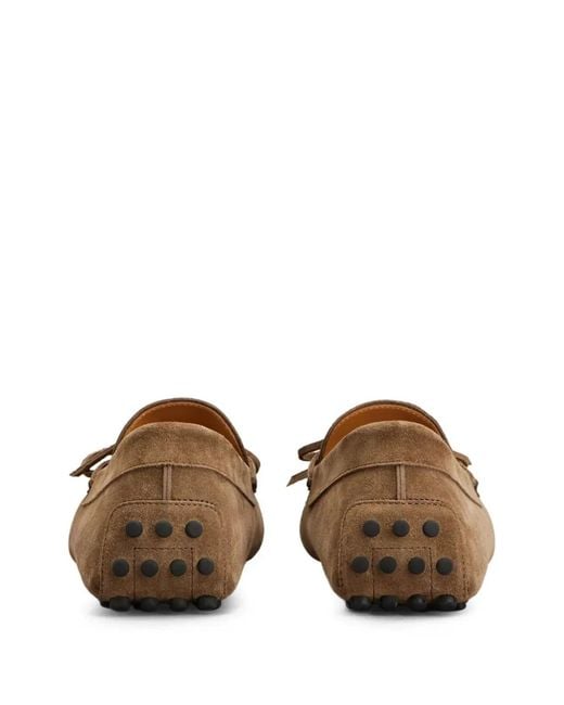 Tod's Brown Gommino Suede Loafers With Lace for men
