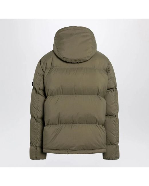 Stone Island Green Military Ripstop Nylon Zip-Up Down Jacket for men