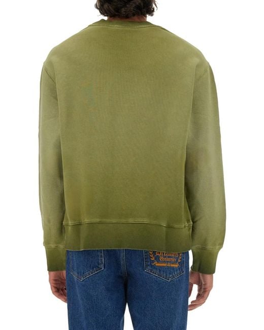 MSGM Green Washed Out Jersey Sweatshirt for men