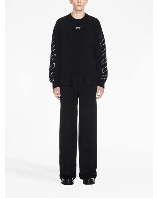 Off-White c/o Virgil Abloh Black Cotton Crew-Neck Sweater for men