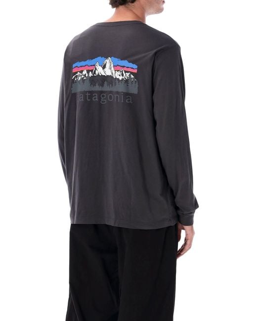 Patagonia Blue Fitz Roy Foothills Long Sleeve T-Shirt for men