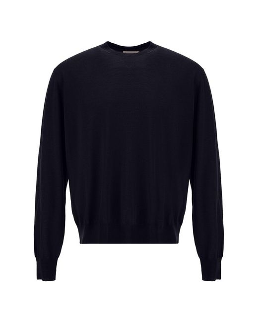 Herno Blue Dark Wool Silk Sweater for men