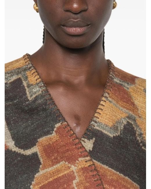 Pierre Louis Mascia Brown Wool Poncho