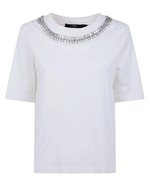 Seventy White Jersey Cotton Embroidered T-Shirt