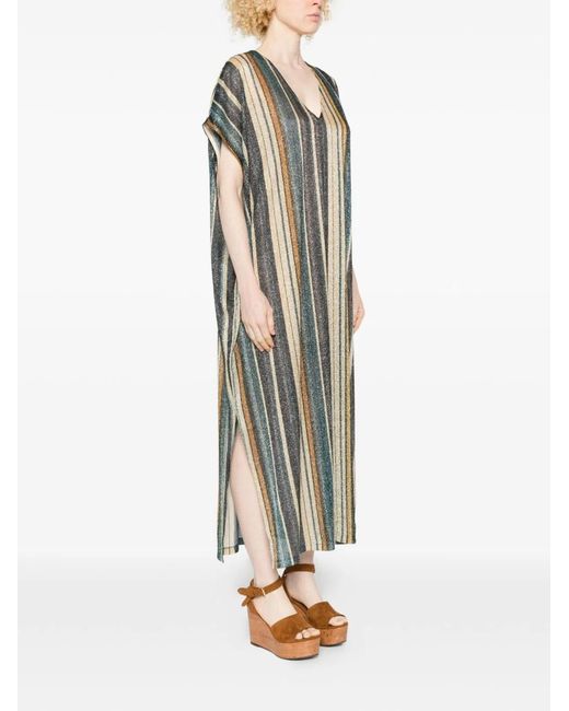 Siyu Green Zoe Striped Kaftan Dress