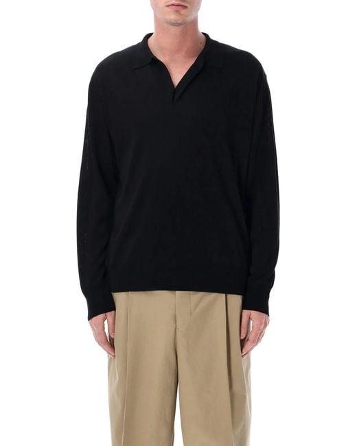 Roberto Collina Blue Long Sleeve Knit Polo for men